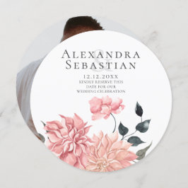 水エレガント色フローラ結婚式の日付を保存 セーブザデート