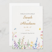 水エレガント色フローラ結婚式招待状 招待状 (正面/裏面)