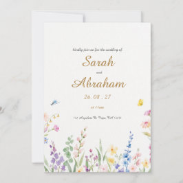 水エレガント色フローラ結婚式招待状 招待状