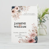 🌸水エレガント色フローラ結婚式招待状💐 招待状 (スタンド正面)