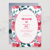 水エレガント色フローラ結婚式招待状 招待状 (正面/裏面)