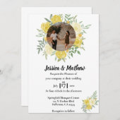 水エレガント色フローラ結婚式招待状 招待状 (正面/裏面)