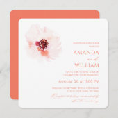 水エレガント色フローラ結婚式招待状 招待状 (正面/裏面)