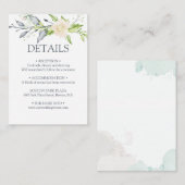 水エレガント色フローラ結婚詳細 エンクロージャーカード (正面/裏面)