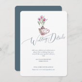 水エレガント色フローラ結婚詳細 エンクロージャーカード (正面/裏面)