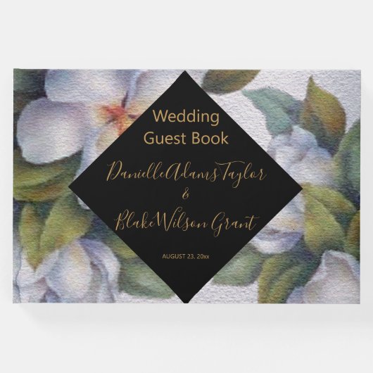 水エレガント色フローラ結婚、披露宴 ゲストブック (正面)