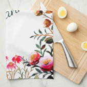 水エレガント色フローラ緑パーソナライズされた域 キッチンタオル (四つ折り)