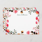 水エレガント色フローラ緑パーソナライズされた域 ノートカード (正面/裏面)