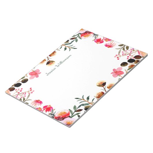 水エレガント色フローラ緑パーソナライズされた ノートパッド (アングル)