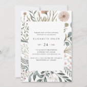 水エレガント色フローラ緑ブライダルシャワー 招待状 (正面)