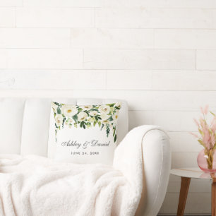 水エレガント色フローラ緑結婚白 クッション