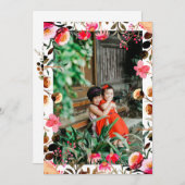 水エレガント色フローラ緑色写真赤ピンク シーズンカード (正面/裏面)