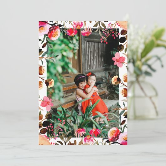 水エレガント色フローラ緑色写真赤ピンク シーズンカード (スタンド正面)
