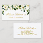 水エレガント色フローラ緑金ゴールド 名刺 (正面/裏面)