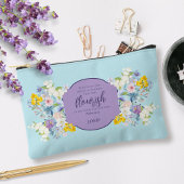 水エレガント色フローラ聖句パーソナライズされた アクセサリーポーチ