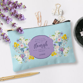 水エレガント色フローラ聖句パーソナライズされた アクセサリーポーチ