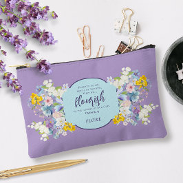 水エレガント色フローラ聖句パーソナライズされた アクセサリーポーチ