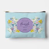 水エレガント色フローラ聖句パーソナライズされた アクセサリーポーチ (正面)