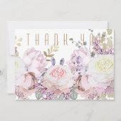 水エレガント色フローラ葬式 サンキューカード (正面)