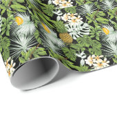 水エレガント色フローラ装飾模様 ラッピングペーパー (ロールコーナー)