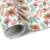 水エレガント色フローラ装飾模様 ラッピングペーパー (ロールコーナー)