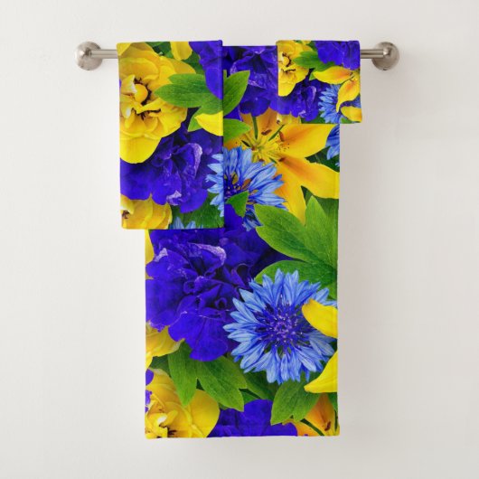 水エレガント色フローラ装飾的な目引き バスタオルセット (インサイチュ)