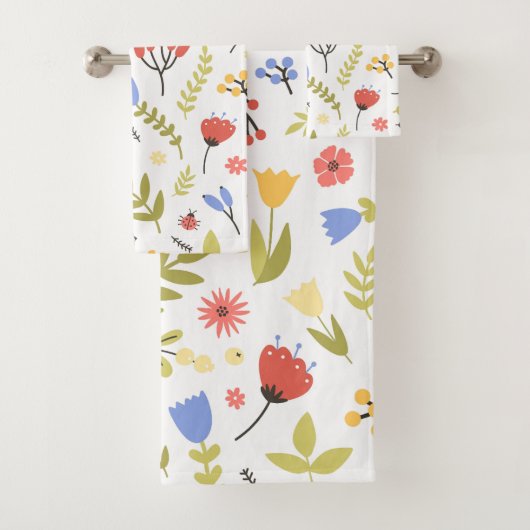 水エレガント色フローラ装飾的な目引き バスタオルセット (インサイチュ)