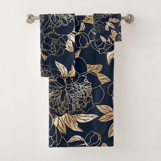 水エレガント色フローラ装飾的な目引き バスタオルセット (インサイチュ)