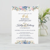 水エレガント色フローラ記念日ネイビー金ゴールド 招待状 (スタンド正面)