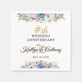 水エレガント色フローラ記念日パーソナライズされた スタンダードカクテルナプキン (正面)