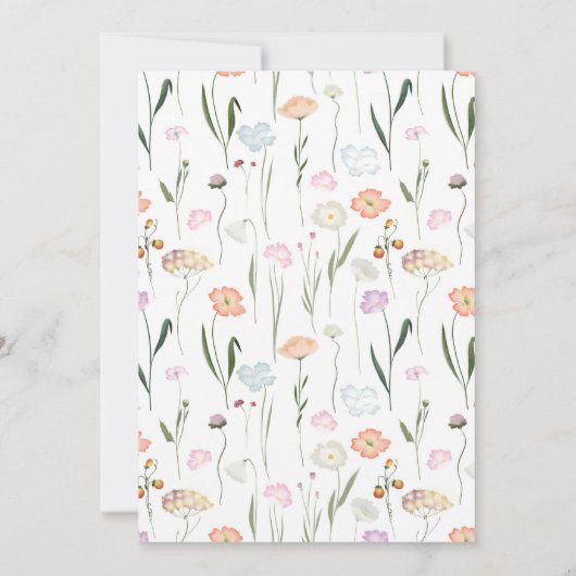 水エレガント色フローラ赤ちゃんシャワー 招待状 (裏面)