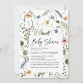 水エレガント色フローラ赤ちゃんシャワー 招待状 (正面)