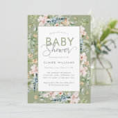 水エレガント色フローラ赤ちゃんシャワー 招待状 (スタンド正面)
