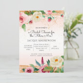 水エレガント色フローラ赤面バラ金ゴールドブライダル 招待状 (スタンド正面)