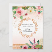 水エレガント色フローラ赤面バラ金ゴールドブライダル 招待状 (裏面)