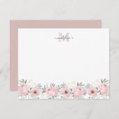 水エレガント色フローラ赤面ピンクモノグラム ノートカード (正面/裏面)