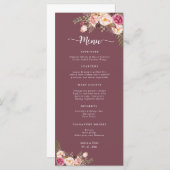 水エレガント色フローラ赤面ピンク結婚ズ メニュー (正面/裏面)