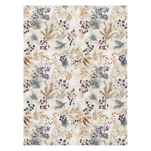 水エレガント色フローラ赤、金ゴールド、緑、紫 テーブルクロス (正面)