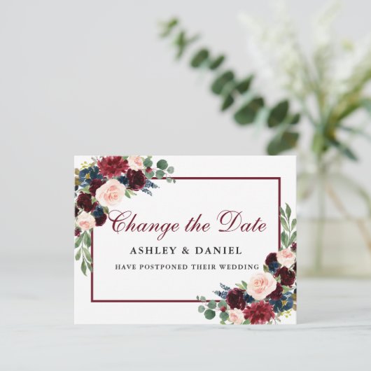 水エレガント色フローラ金ゴールド日付の変更 ポストカード (スタンド正面)