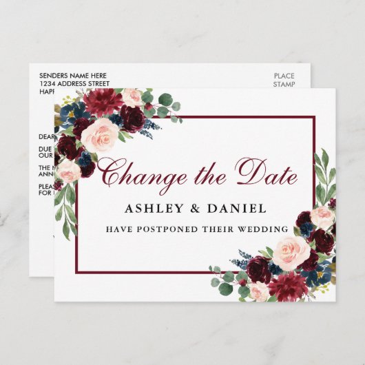 水エレガント色フローラ金ゴールド日付の変更 ポストカード (正面/裏面)
