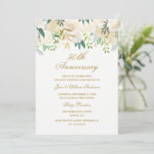 水エレガント色フローラ金ゴールド記念日 招待状 (スタンド正面)