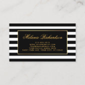 水エレガント色フローラ金ゴールド黒ストライプの 名刺 (裏面)