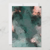 水エレガント色フローラ銅バラティール（緑がかった色）結婚 招待状 (裏面)