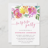 水エレガント色フローラ驚きのパーティー招待状 招待状 (正面)