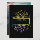 水エレガント色フローラ黒の背景の写真S セーブザデート (正面/裏面)