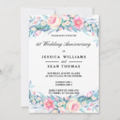 水エレガント色フローラ1周年結婚記念 招待状 (正面)