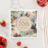水エレガント色フローラ70誕生日 スタンダードランチョンナプキン (インサイチュ)
