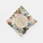 水エレガント色フローラ70誕生日 スタンダードランチョンナプキン (角)