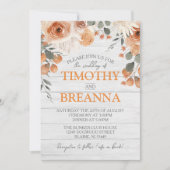 水エレガント色フローラ&ウッド結婚ズ 招待状 (正面)