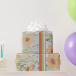 水エレガント色フローラ ラッピングペーパー